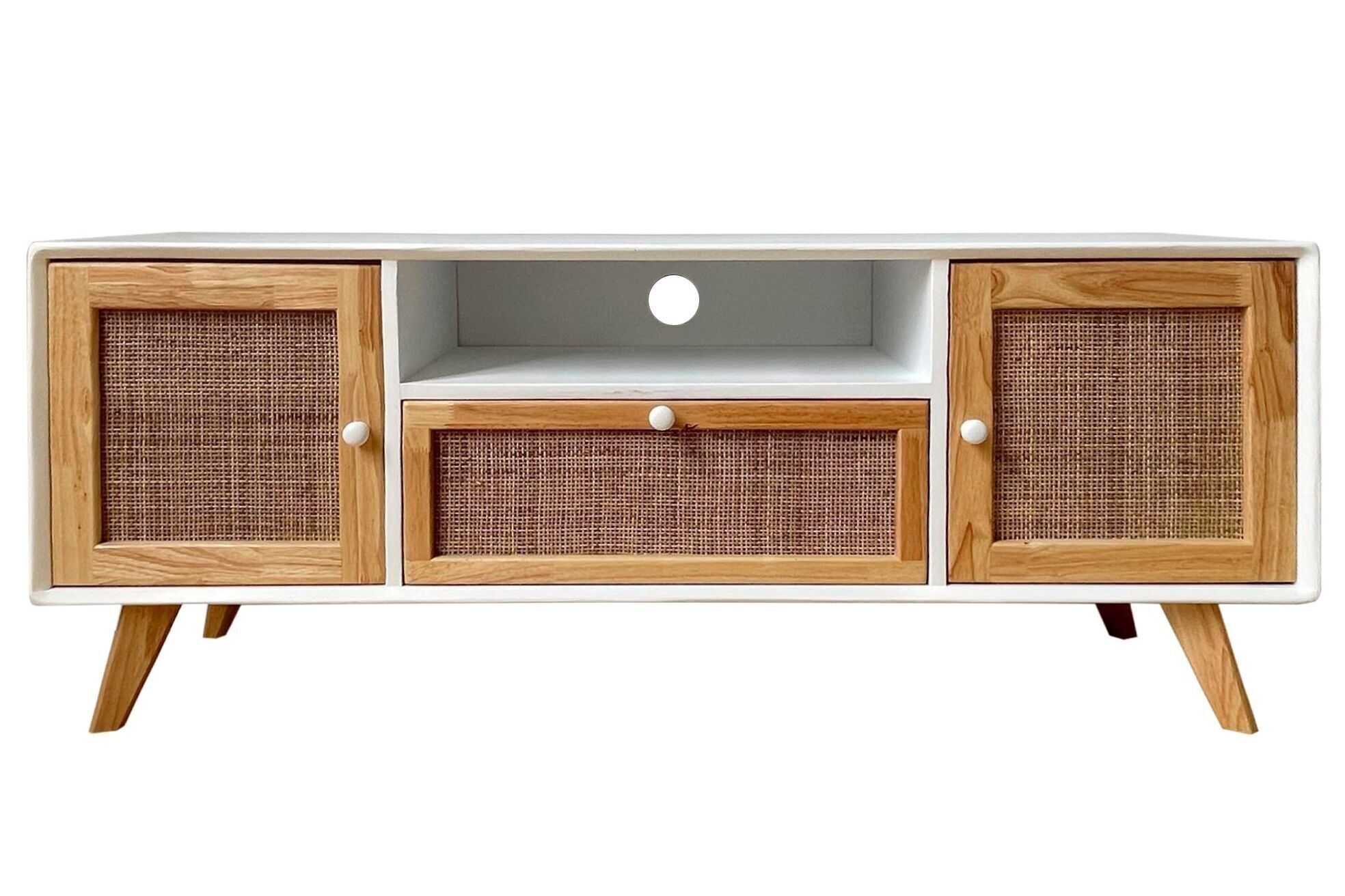 PORTA TV PAULOWNIA RATAN 120X30X50 BIANCO MB204924