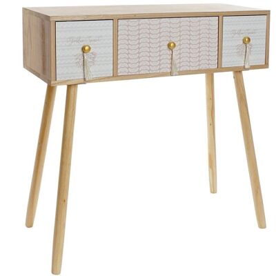 PAULOWNIA CONSOLE 80X32X80 3 DRAWERS NATURAL MB204932