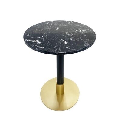 TABLE D'APPOINT MÉTAL MARBRE 45X45X51 NOIR MB205549