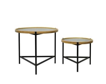 TABLE D'APPOINT SET 2 VERRE METAL 62X62X55,5 MB205550
