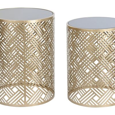 SIDE TABLE SET 2 METAL GLASS 42X42X55 MB201888