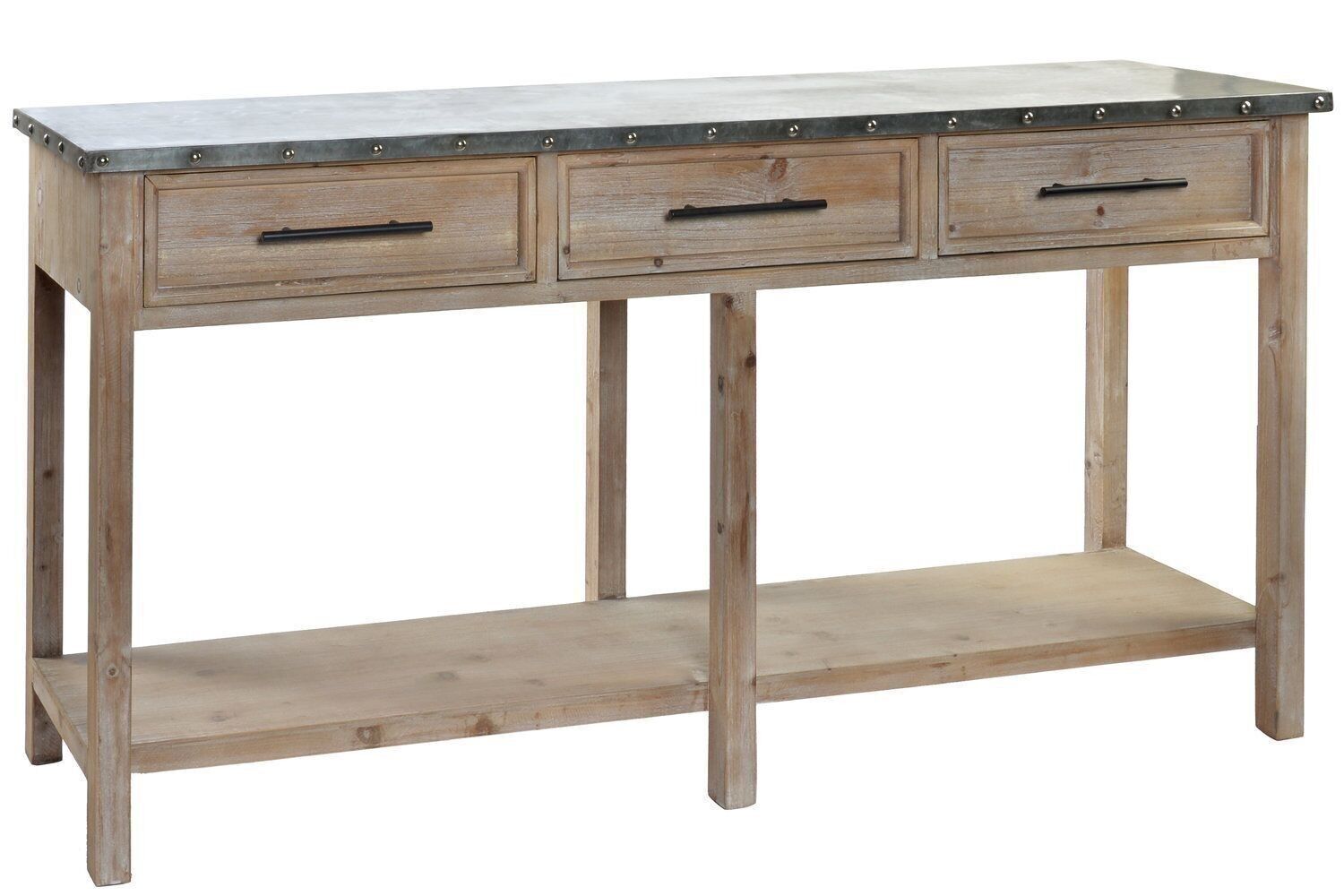 CONSOLLE LEGNO ALLUMINIO 160X40,5X81 3 CASSETTI MB205953