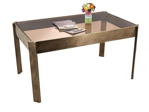 MESA CENTRO METAL CRISTAL 102X62X53 DORADO MB205982