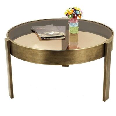 METAL GLASS COFFEE TABLE 75X75X42 9.34 GOLD MB205983