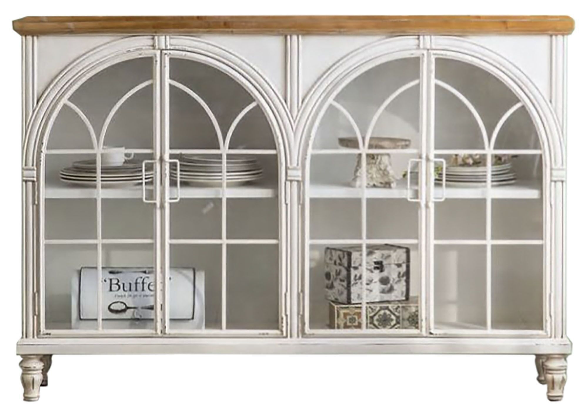 BUFFET VETRO ABETE 150X36X104 BIANCO MB206502