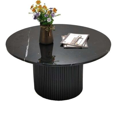 COFFEE TABLE MARBLE WOOD 80X80X42 BLACK MB205987