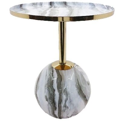 TABLE D'APPOINT FER 41X41X47 SIMIL MARBRE MB206168