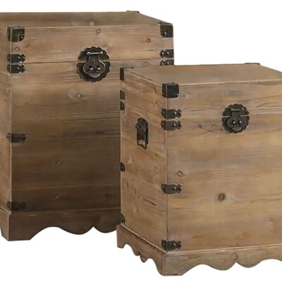 BAULE SET 2 METALLO ABETE 48X48X61 RUSTICO NATURALE MB206518