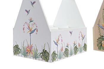 PORTE-GOBELET MDF 24X16,5X25 6B, TROPIC GARDEN 2 ASSORTIS PC193014 3