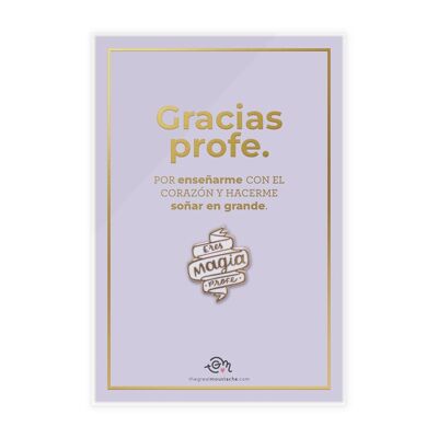 GOLDEN STAMPING CARD + PIN "YOU ARE MAGIC TEACHER"