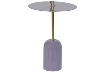TABLE D'APPOINT FER CUIR 40X40X56 POIGNEE LAQUE MB201254 1