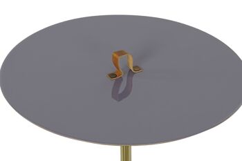 TABLE D'APPOINT FER CUIR 40X40X56 POIGNEE LAQUE MB201254 2