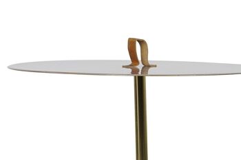 TABLE D'APPOINT FER CUIR 40X40X56 POIGNEE LAQUE MB201254 4
