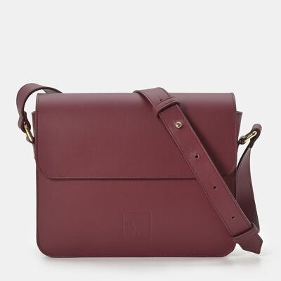 Women's square burgundy leather crossbody bag