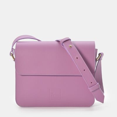 Women's square lilac leather crossbody bag