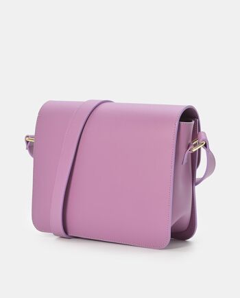 Sac à bandoulière carré femme lilas en cuir 2