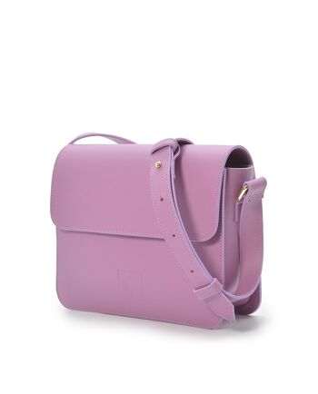 Sac à bandoulière carré femme lilas en cuir 3