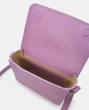 Sac à bandoulière carré femme lilas en cuir 4