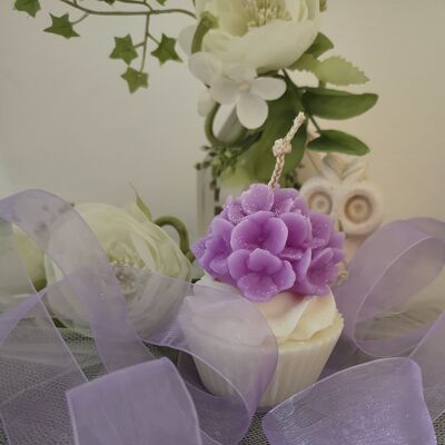Purple Hydrangea Cupcake Candle