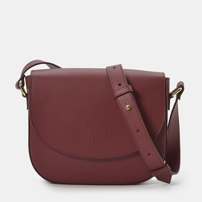 Women's burgundy leather crossbody bag