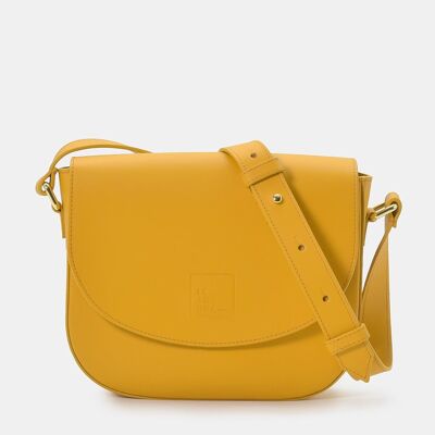 Women's mustard leather crossbody bag