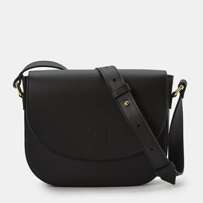 Women's black leather crossbody bag