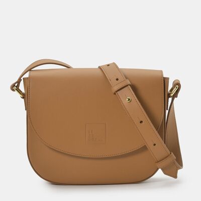 Women's caramel leather crossbody bag