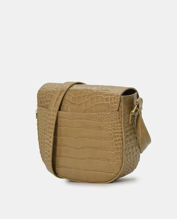 Sac à bandoulière en cuir embossé noix de coco sable pour femme 2