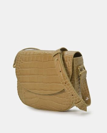 Sac à bandoulière en cuir embossé noix de coco sable pour femme 3