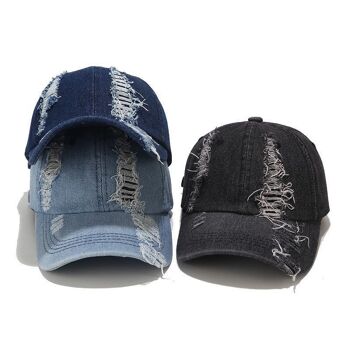 Chapeaux vintage déchirés en denim 8