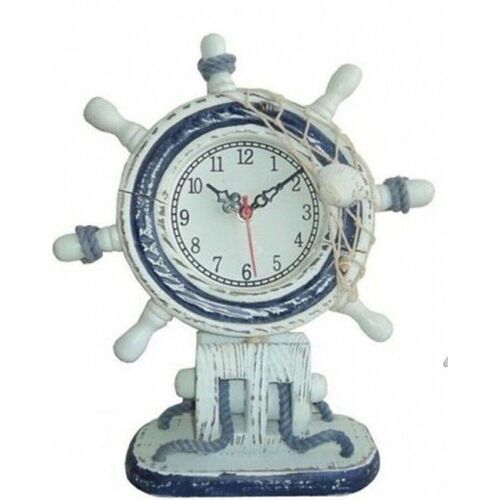 Wooden table clock with a nautical theme.  Dimension: 23x7x28cm