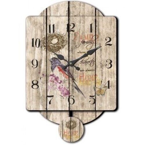 Pendulum clock made of MDF-canvas. Dimension: 29x40cm