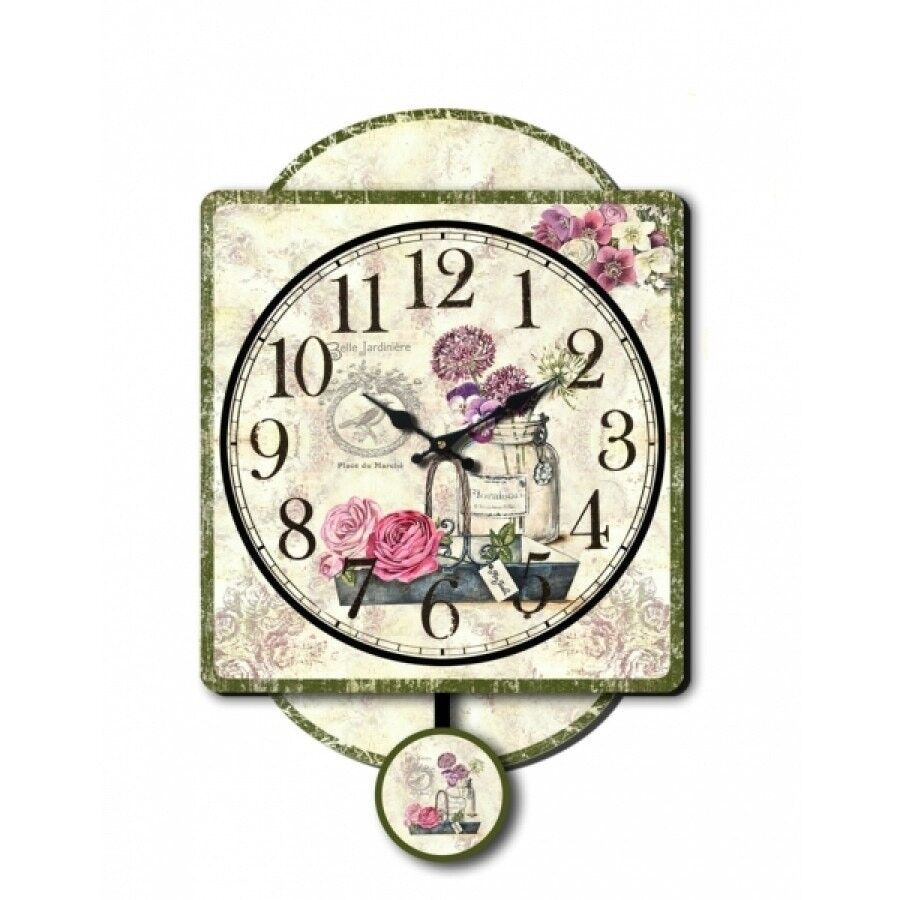 Pendeluhr aus MDF-Leinwand. Maße: 29 x 40 cm