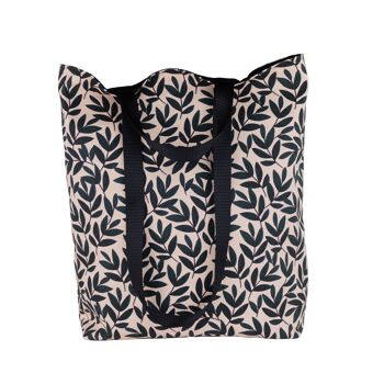 Grand sac fourre-tout réutilisable rose et noir avec imprimé floral rétro, sac de livre lavable pour les amoureux des fleurs 1