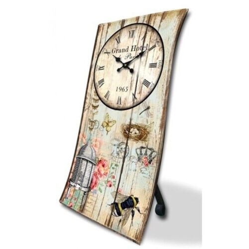 Table clock with stand. Dimension: 20x39cm