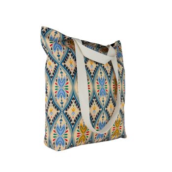 Grand sac fourre-tout d'été réutilisable en coton avec imprimé bohème rétro, sac de courses d'épicerie du marché coloré 2