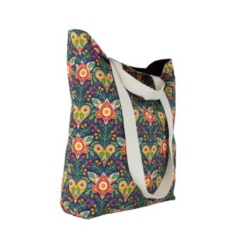 Grand sac fourre-tout d'été réutilisable en coton avec imprimé ornemental, sac à provisions d'épicerie de marché coloré 2
