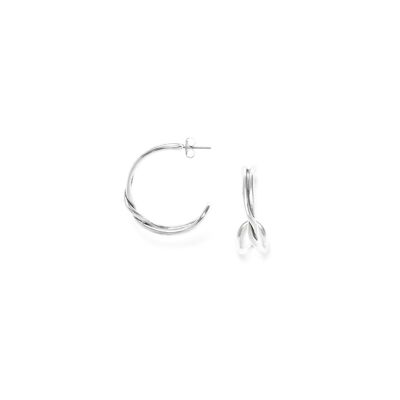 ACCOSTAGE boucles d'oreilles créoles twistées métal argenté