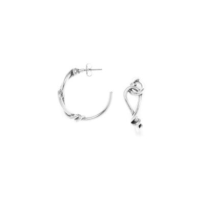 ACCOSTAGE silver metal knot hoop earrings