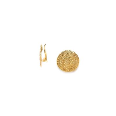 VIPER round golden clip-on earrings