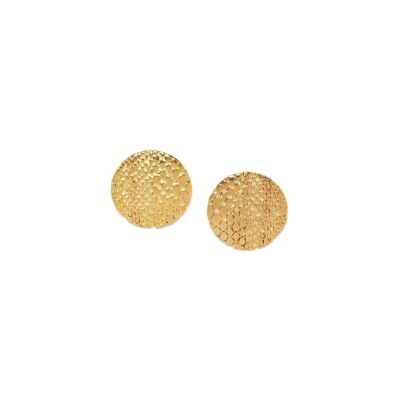 VIPER round golden push-on earrings