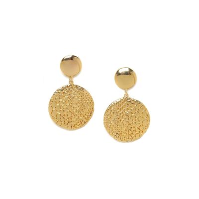 VIPER golden push-on earrings with 2 round discs