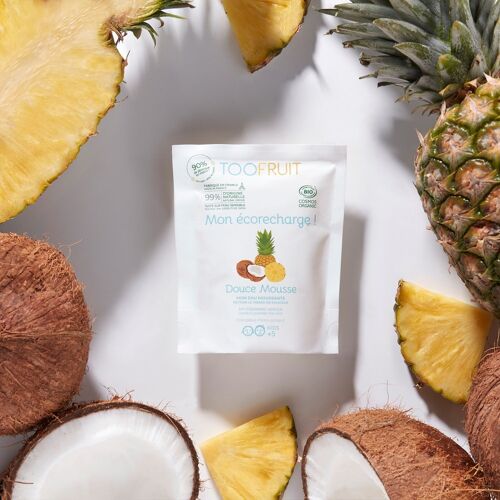 Nouveauté - Ecorecharge Douce Mousse, eau moussante nettoyante visage BIO Ananas - Coco