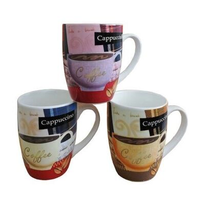 Mug en céramique en cappuccino café divers design en boîte à oeufs de 12 pièces