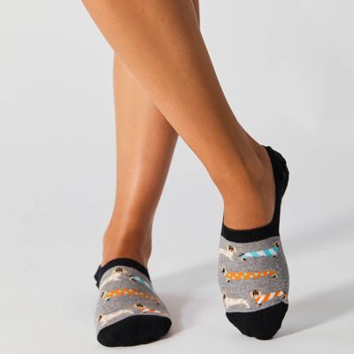 BePets Gris - Chaussettes invisibles 100 % coton biologique