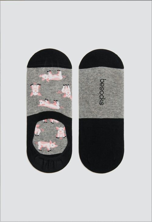 BePig Grey - 100% Organic Cotton No-Show Socks