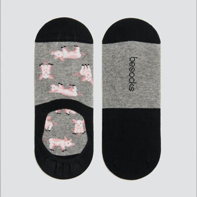 BePig Grey - 100% Organic Cotton No-Show Socks