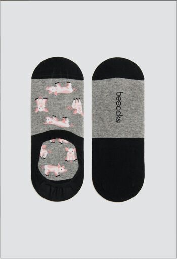 BePig Gris - Chaussettes invisibles 100 % coton biologique 1