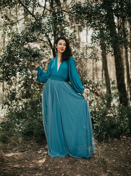 Maxi dress teal - curvy size