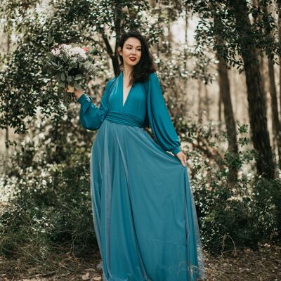 Maxi dress teal - curvy size